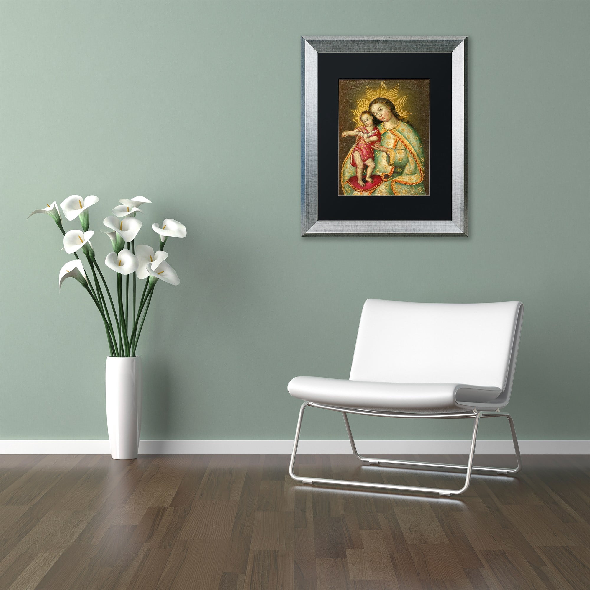 Trademark Fine Art "The Virgin and Son II" Canvas Art by Masters Fine Art, Black Matte, Silver Frame
