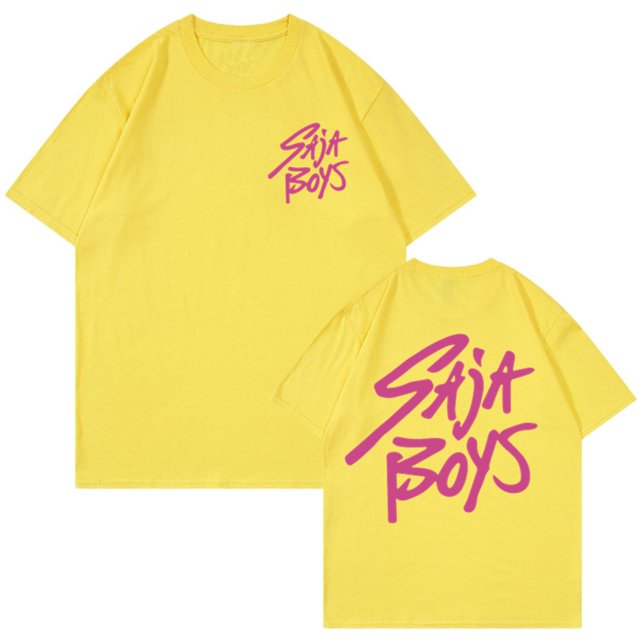 Pop cazadora para niña Demo-n Hunters Graphic Round-Neck Short Sleeve T Shirt For Kids Youth Fashion Tee With Cartoon Print Design Soft Blend Top For Children (Yellow)
