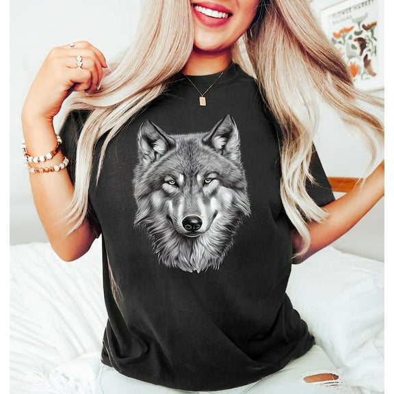 Wolf Shirt, Wolf Lover Tee, Wolf Moon and Mountains Design, Camping Shirt for Nature Lovers