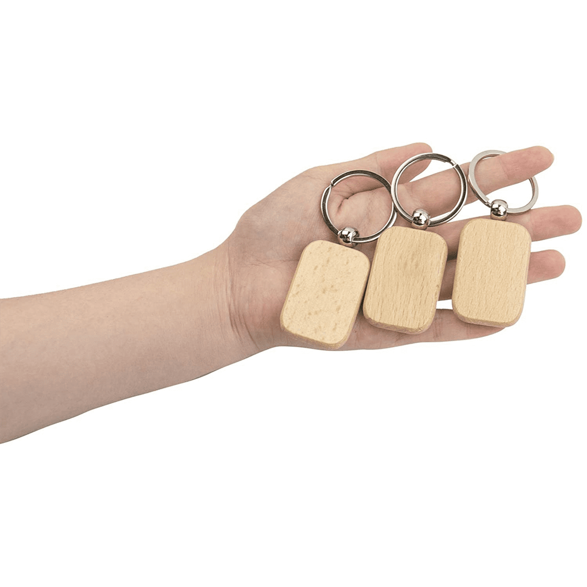 120Pcs Blank Wooden Wooden Keychain DIY Wooden Keychain Key Tag Anti-Lost Wood Accessories Gift