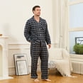 thumbnail image 2 of U2SKIIN Men's 100% Cotton Flannel Pajama Sets, Soft Plaid PJS Long Sleeve Sleepwear 2 Piece Button Down Lounge Set（Navy -Beige Plaid,M）, 2 of 4