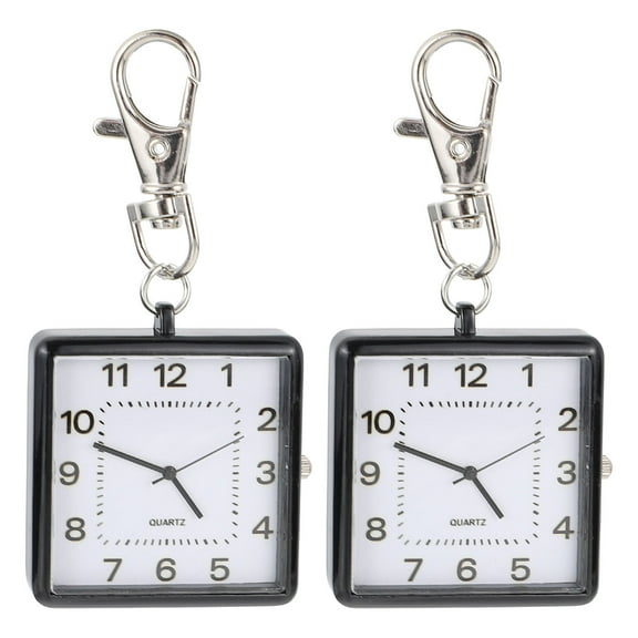 DEMACRIO 2Pcs Pocket Quartz Watch Simple Hanging Watch Portable Watch with Key Buckle