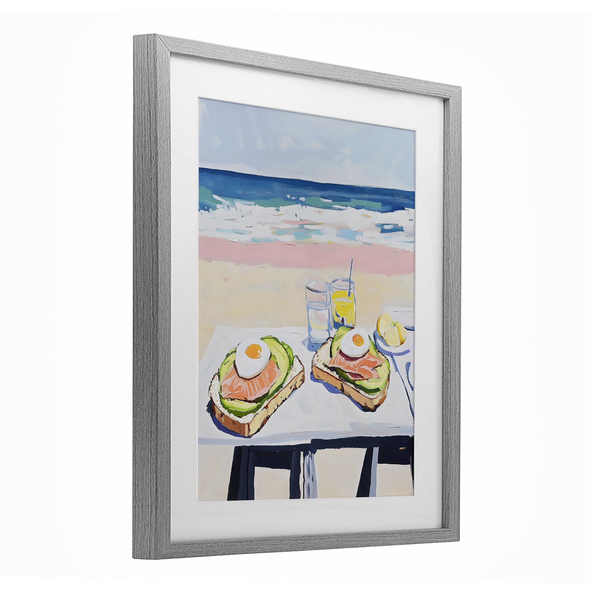 Stupell Industries Avocado Toast at Beach Gray Framed Print Under Glass, design by The Prints Vibe