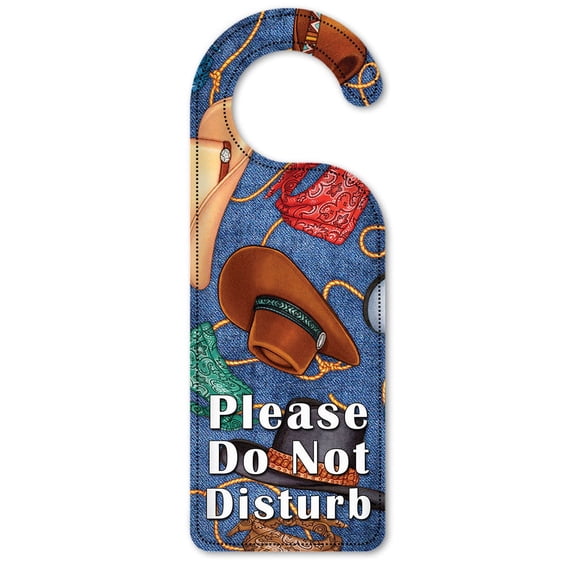 Do Not Disturb Door Knob Hanger Sign - Cowboy Hats (denim) - Image by Dan Morris