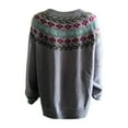thumbnail image 4 of Womens Fair Isle Knit Sweaters Winter Striped Casual Loose Long Sleeve Tops Knit Sweater Women Light Gray XXXL, 4 of 6