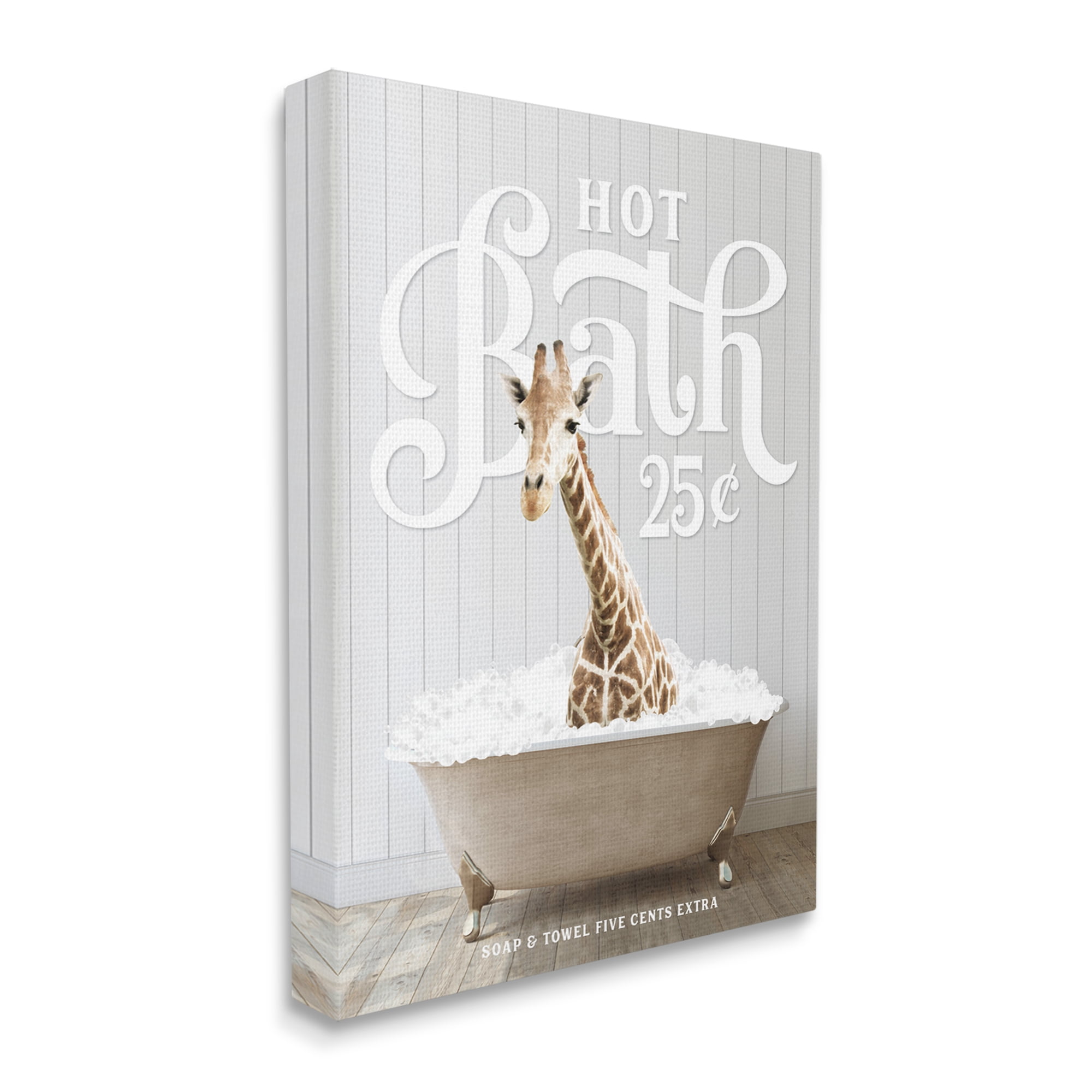 Stupell Industries Vintage Bathroom Giraffe Animals & Insects Painting Gallery Wrapped Canvas Print Wall Art, 24 x 30