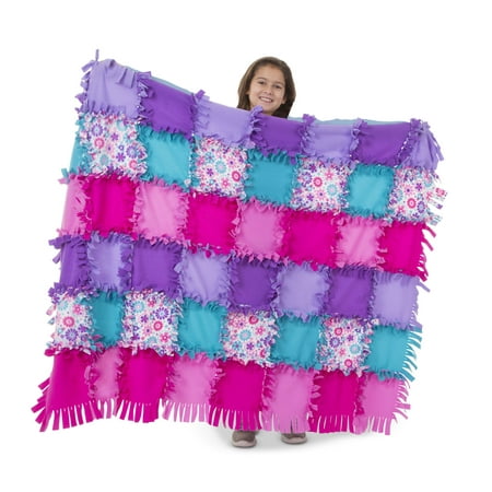 Melissa & Doug Created by Me! Flower Fleece Quilt No-Sew Craft Kit (48 squares, 4 feet x 5 feet)