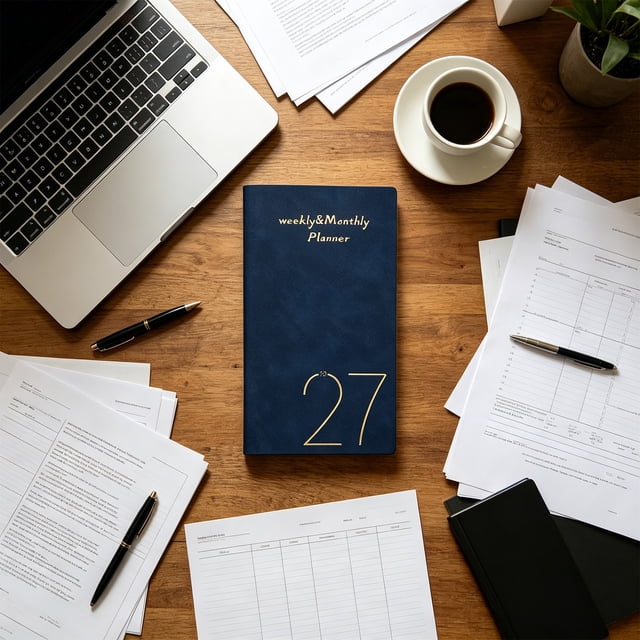 MTBLYS Agenda en inglés 2027 | Planificador diario de 365 días | Cuaderno portátil | Calendario de papel | Agenda semanal y mensual | 6.85 x 3.78 x 1.18 pulgadas