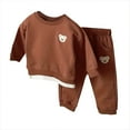 thumbnail image 2 of Eltusu Baby Boys Cotton Outfit Sets, Loose Fit Two Pieces Long Sleeve Tops and Pants Set Brown Size 9-12 Months, 2 of 3