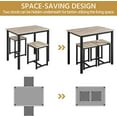 thumbnail image 5 of QRKD 3 Piece Dining Table Set - Kitchen Table & Chair Sets for 2 - Compact Table w/ 2 Stools & Space Saving Design for Dining Room Living Room Kitchen, Gray, 5 of 17