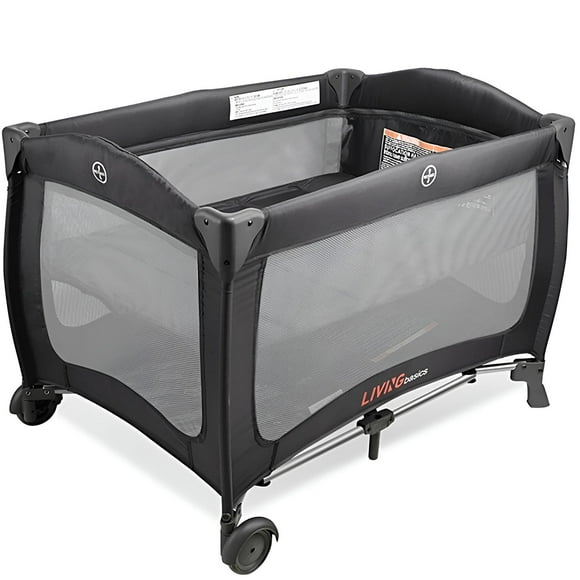 2-in-1 Foldable Baby Playard and Bassinet, Baby Play Yard Nursery Center with Storage Bag and Wheels