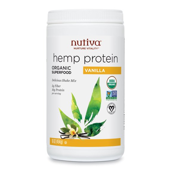 Nutiva Organic Hemp Protein Powder, Vanilla, 15g Protein, 1.0lb, 16.0oz