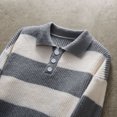 thumbnail image 4 of Knit Blouses Sweater for Men Classic Dress Pullover Striped Sweatshirts Fall Winter Office Work Outdoor Tops (S, Gray), 4 of 7