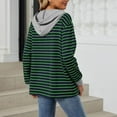 thumbnail image 5 of 50% off Clear!Sawvnm Women's Spring And Summer Hooded Striped Contrasting Splicing Long Sleeved Loose Sweatshirt Gifts Clearance, 5 of 9
