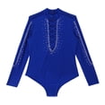 thumbnail image 3 of TiaoBug Kids Boys Shiny Rhinestone Latin Ballet Dance Gymnastics Leotard Long Sleeve Bodysuit Blue 16, 3 of 8