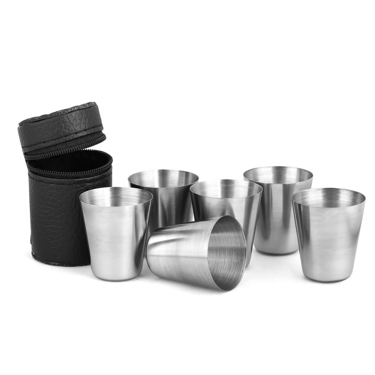 Set of 6pcs Stainless Steel Shot Glasses Drinking Vessel 30 ml (1oz) Stainless Steel Cups Shatterproof Pint Drinking Cups Metal Drinking Glasses for