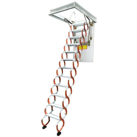 Ceiling Attic Ladder Folding Loft Extension Stairs Orange Carbon Steel 9.8ft Height 12 Steps Opening Size 27.56" x 47.24"
