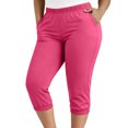 thumbnail image 4 of Tdoqot Womens Plus Size Capris with Pockets- Slim Leg High Rise Casual Elastic Waist Summer Pants Pink Size 3XL, 4 of 8