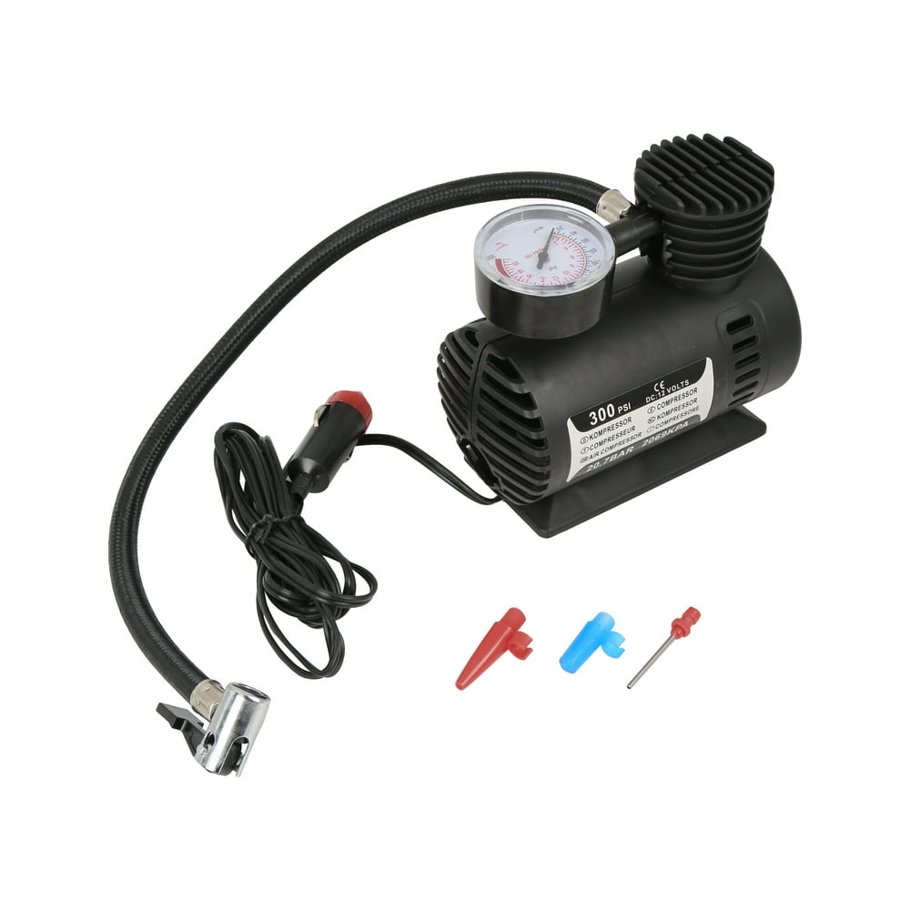 12V 300 PSI Portable Air Compressor Pump Black Car Van Bike Bicycle