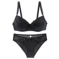 thumbnail image 2 of GILIGEGE Push Up Bra and Panty Sets for Women Underwear Sets for Women Full Coverage Bra Women's Underwire Lace Bras Pu Sh Up Bra and Bikini Pan Ties Sets Black 75E, 2 of 5