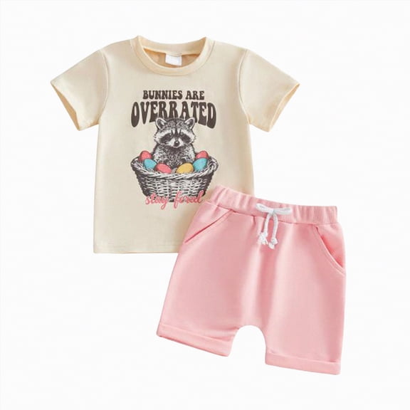 Xyant Toddler Baby Girl Clothes Birthday Outfit B-Day Shirts T-shirt Tees Shorts Set 6 12 18 24 Month 2T Summer Outfits (Beige,6-12 Months)