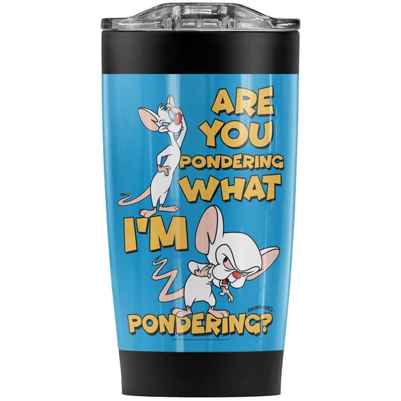Pinky And The Brain Pondering Stainless Steel Tumbler 20 oz Coffee Travel Mug/Cup, Vacuum Insulated & Double Wall with Leakproof Sliding Lid | Great for Hot Drinks and Cold Beverages