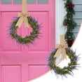 thumbnail image 2 of BinKFF Christmas Mini Wreath for Cabinet, Artificial Snowy Cedar Garland with Plaid Ribbon, Small Xmas Hanging Wreath for Kitchen Cabinets, Windows, Doors, Farmhouse Holiday Decor, 2 of 9