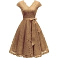 thumbnail image 2 of Vestido de dama de honor vintage con encaje floral retro y manga casquillo para mujer, 2 of 5
