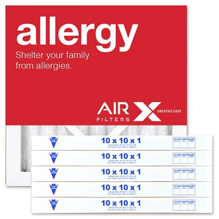 AIRx Filters Allergy 10x10x1 Air Filter MERV 11 AC Furnace Pleated Air Filter Replacement Box of 6, Made in the