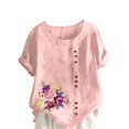 thumbnail image 2 of Fiudx Ofertas Relámpago Blusa Informal y de Lino con Botones y Manga Corta Estampada para Mujer, 2 of 3