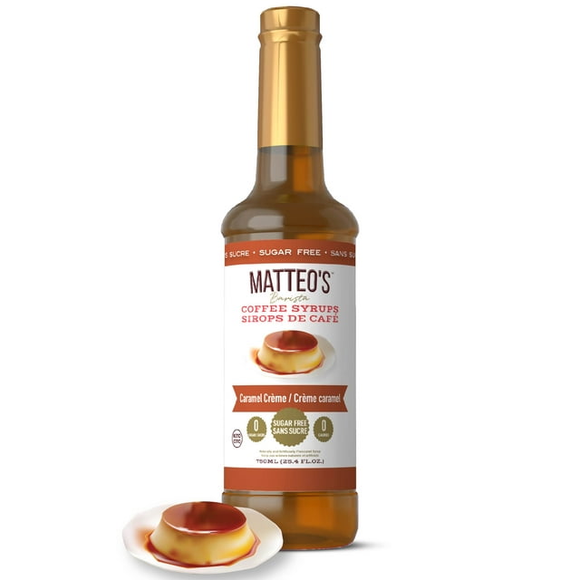 Matteo's Sugar Free Coffee Syrup, Caramel Creme, 750mL, 0 Calories, 0 Sugar, (Single Bottle)