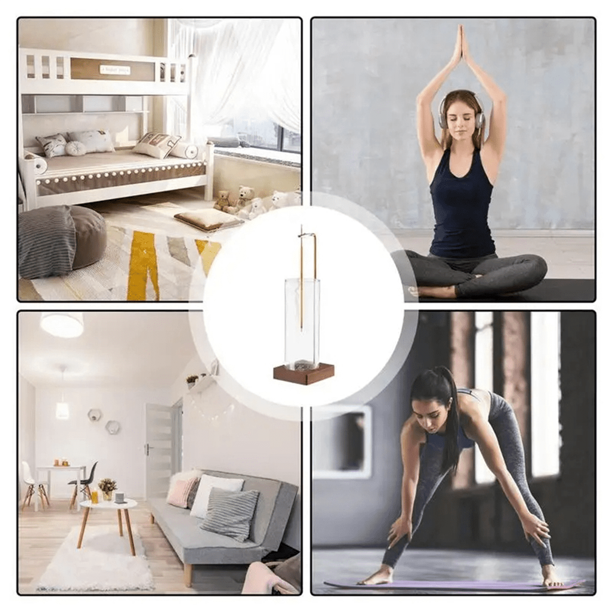2PCS Incense Holder Yoga Timer Aromatherapy Stand Incense Anti-Ash Flying Incense Burner for Sticks with Removable Glass