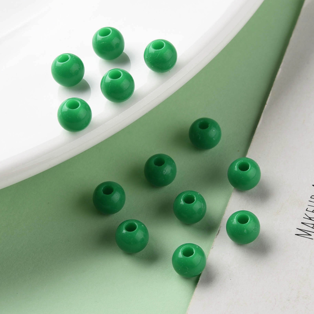 Opaque Acrylic Beads Round Green 6x5mm Hole: 1.8mm 4400pcs/500g