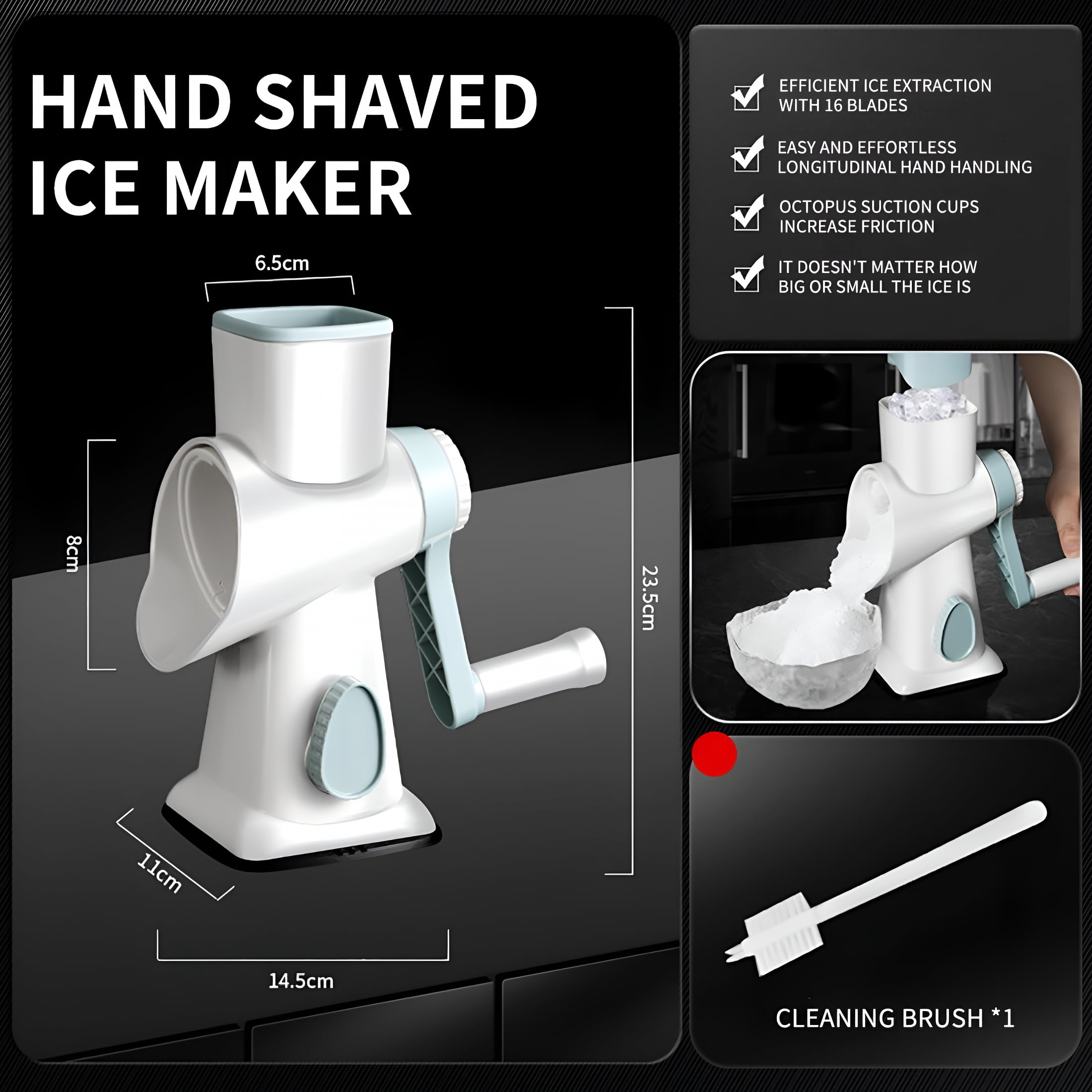CURYMAY Small Household Ice Shaver & Blender,Multi-Function Machine for Making Snow Ice,Smoothies,Crushed Ice