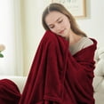 thumbnail image 5 of IR Imperial Rooms Fleece Bed Blanket 310 GSM Microfiber Lightweight Warm Fluffy Cozy Plush for Adult Burgundy Queen Size, 5 of 14
