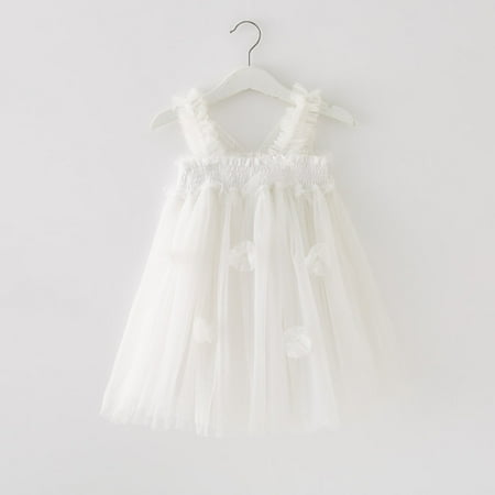 

Toddler Kids Baby Girls Princess Dress Summer Butterfly Wing Net Yarn Suspenders Dress V Neck Solid Sleeveless Dress