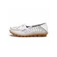 thumbnail image 3 of Frontwalk Women Flats Round Toe Boat Shoes Hollow Out Loafers Walking Casual Moccasins Womens Slip On White 9, 3 of 7