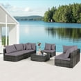 thumbnail image 2 of Patiojoy 7 PCS Outdoor Patio Furniture Set All-Weather PE Rattan Sofa Set w/Coffee Table & Cushions Gray, 2 of 10