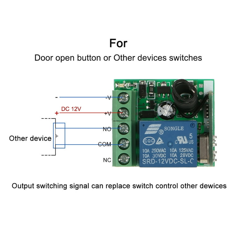 4-Way Wireless Remote Control Switch 12V 4-Way Wireless Remote Control  Switch Wireless Relay 433Mhz RF Remote Control Switch Transmitter  Replacement