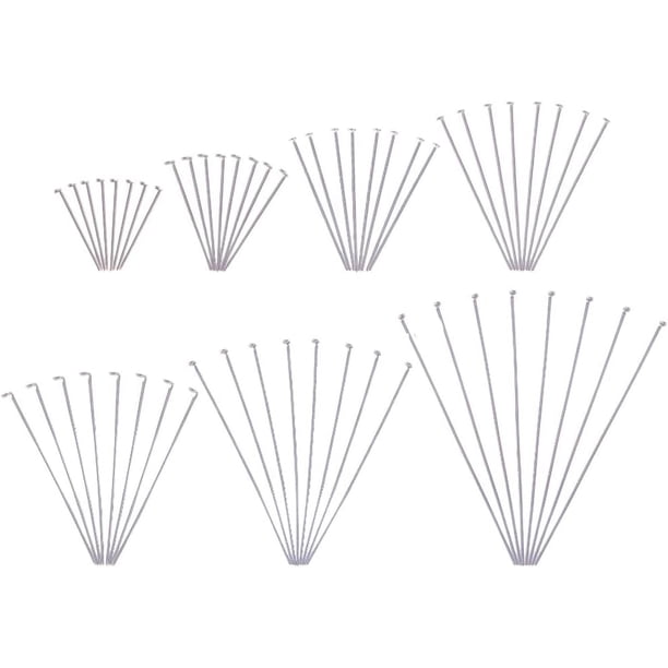 700 piezas de alfileres de cabeza plana de acero inoxidable 304, 7 estilos, para bisutería, 3/5", 2" de largo, calibre 23, ideales para la creación de aretes y joyería artesanal.