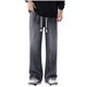 thumbnail image 1 of Pantalones largos de moda para hombre, casuales, de color sólido, con bolsillos y cremallera, cintura elástica, de poliéster., 1 of 4