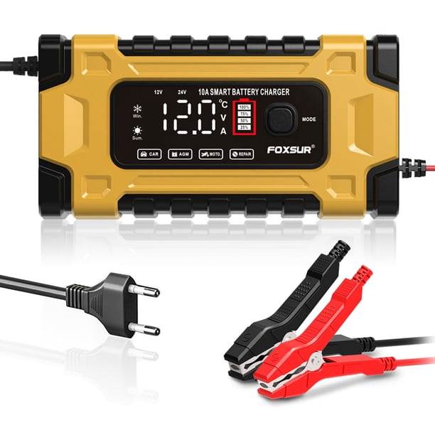 Cargador De Batería De Coche Cargador de batería de coche 12V 10A 24V 5A Carga rápida inteligente automática (UE) Tmvgtek Accesorios para autos y motos