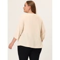 thumbnail image 4 of Women's Plus Size Work Round Neck Ruffle Chiffon Blouse Top Beige 4X, 4 of 5