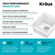 KRAUS Bellucci 18 Granite Composite Workstation Drop-In Top Mount Single Bowl Kitchen Bar Sink in White with Accessories