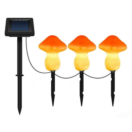 

Set of 3 Multi-Color Mushroom Solar Lights Outdoor Waterproof Garden Lights Outside Decoration for Pathway Landscape Yard Orange