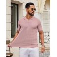 thumbnail image 5 of COOFANDY Mens Knit Polo Shirts Striped Textured Polo Shirt Lightweight Dress Polo Shirts Collared Golf T Shirt, 5 of 7