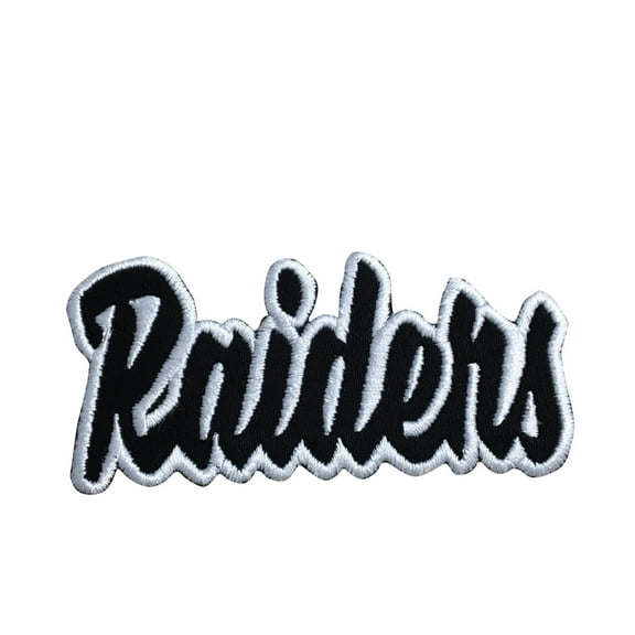 Raiders - Black/White - Team Mascot - Words/Names - Iron on Applique/Embroidered Patch