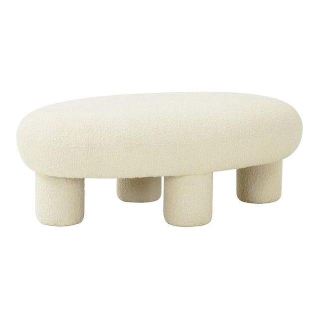 TOV Furniture Discus 16,9"H Ottoman en Polyester Transitionnel Crème