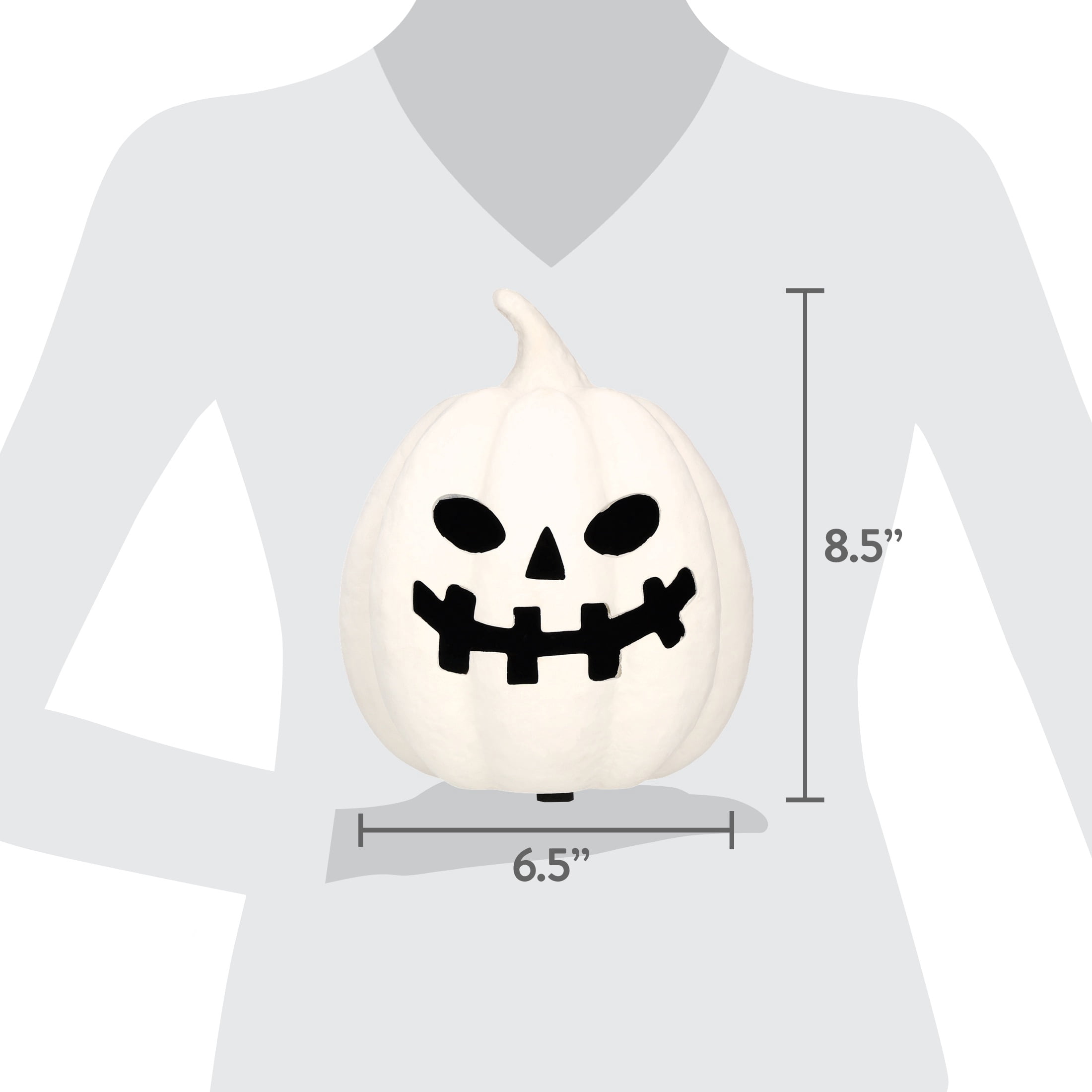 Paper Mache Jack-o'-Lantern Decoration, White, 8.3", Halloween by Way To Celebrate