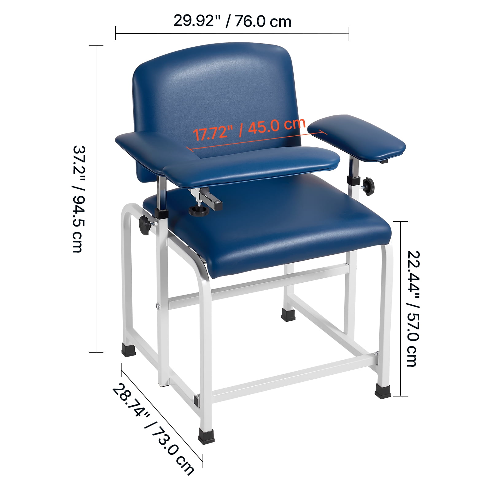 KFFKFF Phlebotomy Chair with 500 lbs Capacity, Adjustable Armrests, Soft Padded Seat, and Easy-to-Clean PVC Leather for Medical Use in Hospitals and Clinics